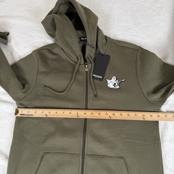True Religion Radiant Buddha Zip Up Hoodie Men's Small Kalamata Green New $119 - Picture 6 of 9